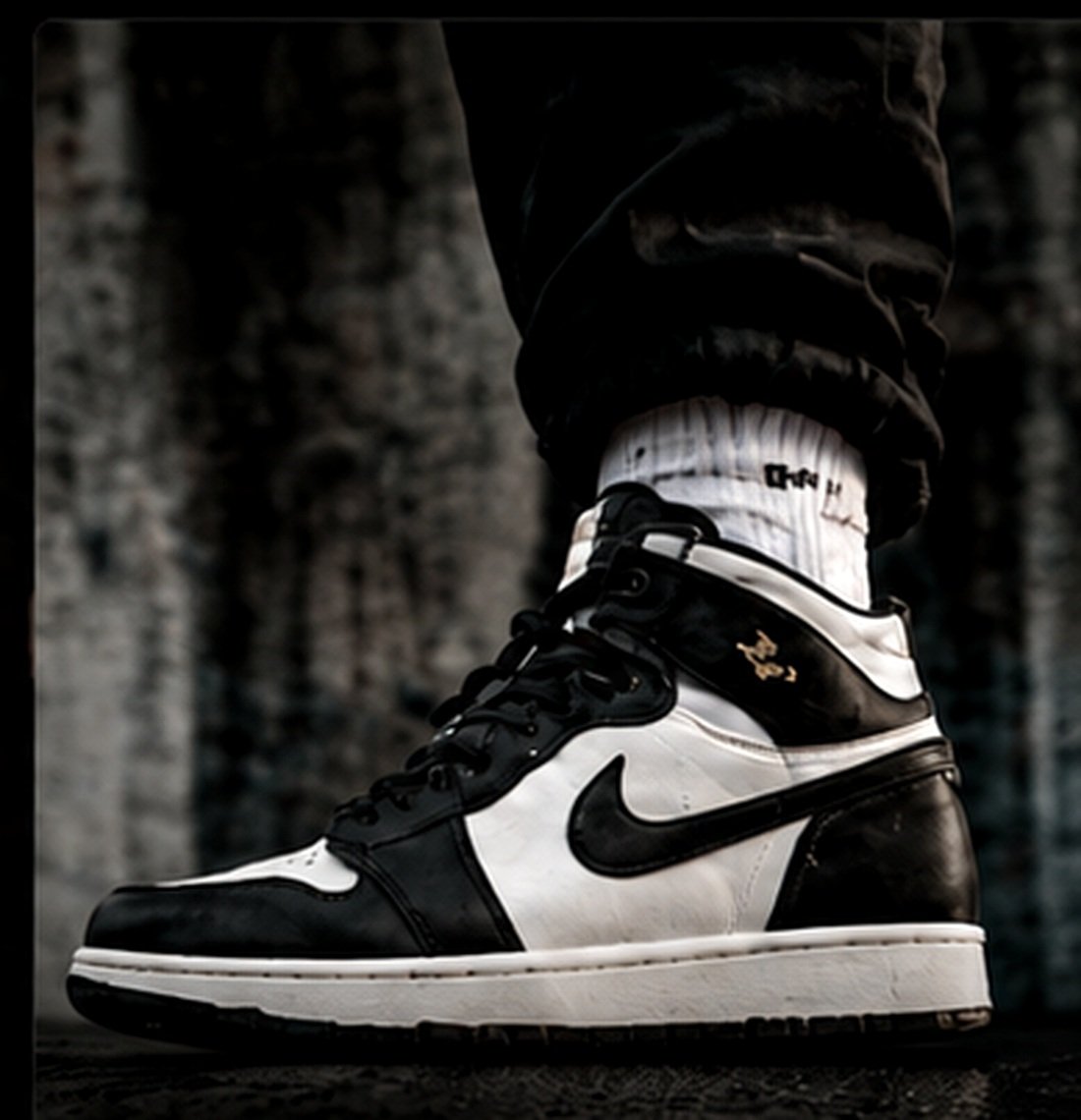 Black and white lifestyle high top sneaker